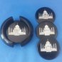 Taj Mahal inlay work on Black Marble Tea Coffee Coaster Set Awesome Gifts + Ship