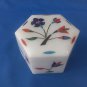 3"x3x2" White Marble Trinket Jewelry Box Inlay Pietra Dura Arts and Crafts Gifts