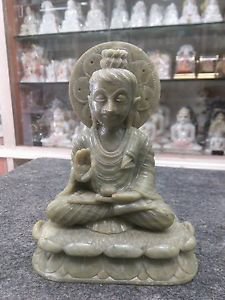 6"New green gorara Marble Buddha Statue Sculpture Handmade Rare Statue Free Ship