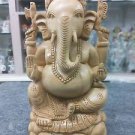 8" Wooden GANESH Statue Hand Carved Hindu Elephant God India Brown Lord+SHIPPING