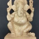 6" Wooden GANESH Statue Hand Carved Hindu Elephant God India Brown Lord+SHIPPING