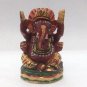 2" inch Hand Painted Idol Lord of Success Wooden Ganesha Statue Figure Sculpture