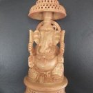9" Wooden GANESH Statue Hand Carved Hindu Elephant God India Lord+Free Shipping1