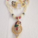 Indian Bollywood Style Pearl Peacock Jewelry Party Wear Earring Necklace Set