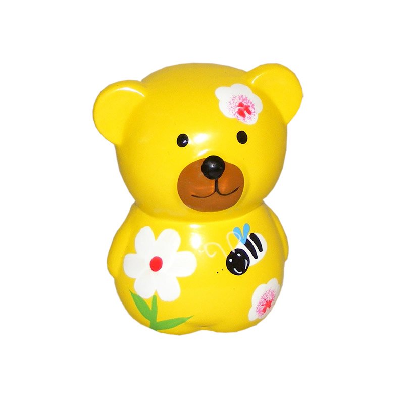 Yellow Ceramic Teddy Bear Bank Money Box