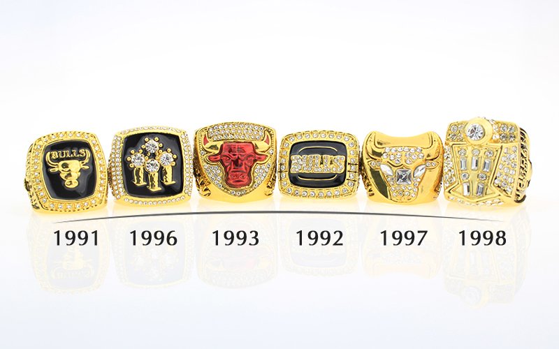 Chicago Bulls Championship Ring Set In Display Box