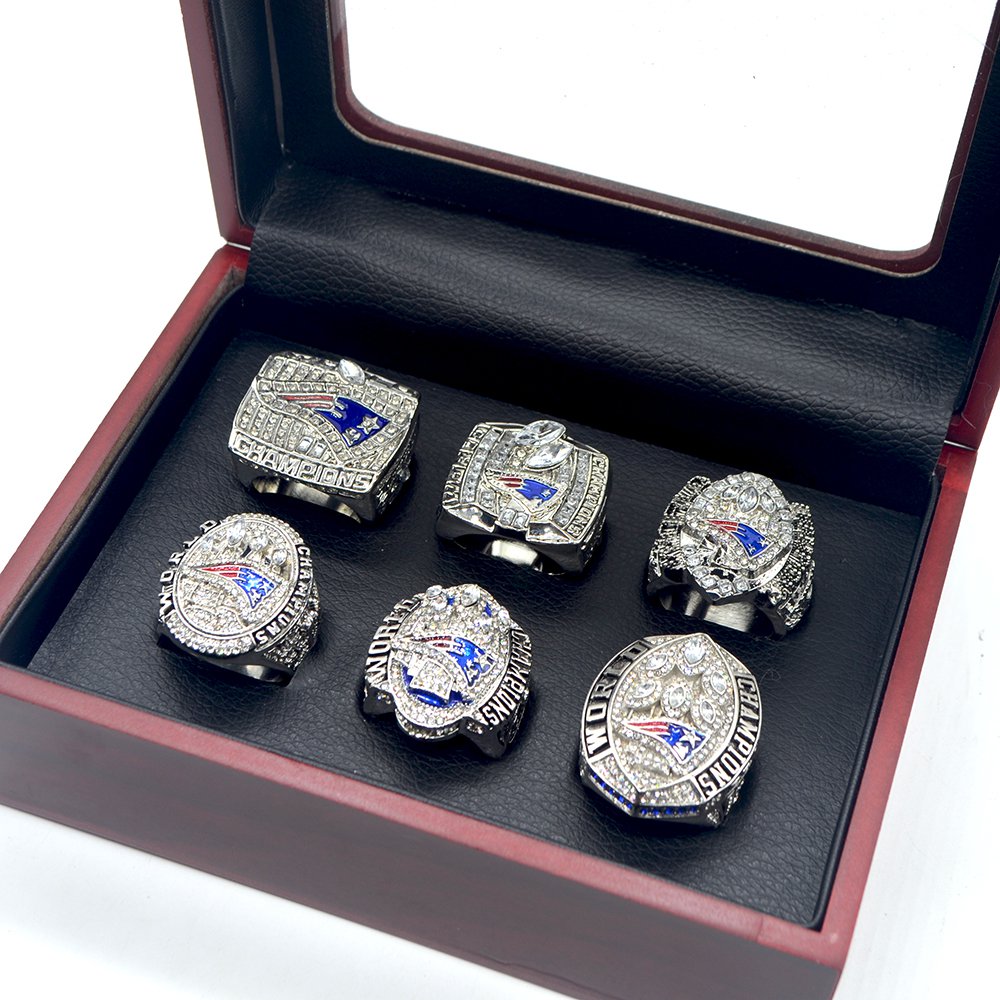 New England Patriots Super Bowl Championship 6 Ring Set In Display Box