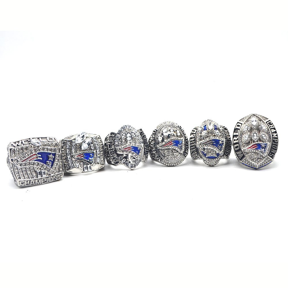 New England Patriots Super Bowl Championship 6 Ring Set In Display Box