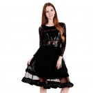 Vintage Wetlook Vinyl Leather Black Lace Patchwork Long Sleeve A-Line Club Party Dress WB009017 Vintage Wetlook Vinyl Leather Black Lace Patchwork Long Sleeve A-Line Club Party Dress WB009017