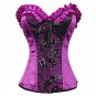 Plus Size Satin Purple Corset Sexy Overbust Lace Up Lingerie Bustier Shapewear Women W580866