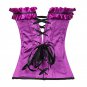 Plus Size Satin Purple Corset Sexy Overbust Lace Up Lingerie Bustier Shapewear Women W580866