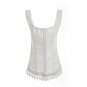 Women White Corsets Satin Body Waist Trainer Floral Bustier Lace Up Lingerie Bodyshaper W580894