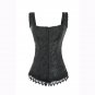 Women Black Corsets Satin Body Waist Trainer Floral Bustier Lace Up Lingerie Bodyshaper W580894B