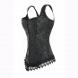 Women Black Corsets Satin Body Waist Trainer Floral Bustier Lace Up Lingerie Bodyshaper W580894B