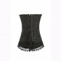 Women Black Corsets Satin Body Waist Trainer Floral Bustier Lace Up Lingerie Bodyshaper W580894B