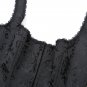 Women Black Corsets Satin Body Waist Trainer Floral Bustier Lace Up Lingerie Bodyshaper W580894B