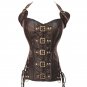 Brown Sexy Women Bustier Cincher Corselet Overbust Corset Waist Trainer Steampunk Style W580901B