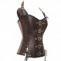 Brown Sexy Women Bustier Cincher Corselet Overbust Corset Waist Trainer Steampunk Style W580901B