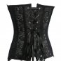 Women Black Lace Up Steampunk Corset Sexy Bustier Corset Zipper Overbust Slim Strapless W580881A