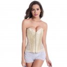 Women Yellow Lace Up Steampunk Corset Sexy Bustier Corset Zipper Overbust Slim Strapless W580881B
