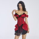 Special Women Sexy Off-Shoulder Red Lace Bow Bandage Back Ribbon Bodyshaper Corselet Ladies W46232B