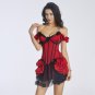 Special Women Sexy Off-Shoulder Red Lace Bow Bandage Back Ribbon Bodyshaper Corselet Ladies W46232B
