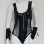 Womens Lingerie Wet Look Strippers Wear Basque Corset Sexy Lady Black Bodysuit Metallic Teddy W7946