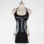 Halter Backless Black Faux Leather Look Latex Stylish Play Dress Suit Women Babydoll Lingerie W7803