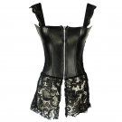 Sexy Lingerie Women Black Faux Leather Lace Burlesque Zipper 2017 Sexy Corsets And Bustiers W5504A