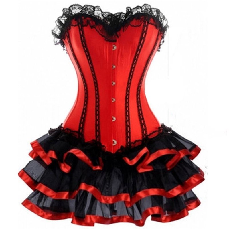 Overbust Corset Bustier Lace Evening Women Corset Dress Red Waist Cincher Corset Shapewear W58036