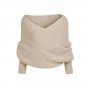 Thick Women Autumn Winter V Neck Long Sleeve Off Shoulder Fashion Pullover Knitted Sweater WT73040A