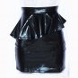 Faux Leather Asymmetrical Peplum Mini Casual Skirt Women Vinyl Leather Faux Black Skirts W377986