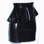 Faux Leather Asymmetrical Peplum Mini Casual Skirt Women Vinyl Leather Faux Black Skirts W377986
