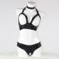 Cupless Black Rivet Sexy Lingerie Set Bodysuit Vinyl Teddy Lingerie Novelty Women Wet Look W850766