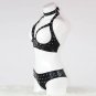 Cupless Black Rivet Sexy Lingerie Set Bodysuit Vinyl Teddy Lingerie Novelty Women Wet Look W850766