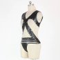 Faux Leather Chain Top Set Vinyl Bodysuit Babydoll Lingerie Vinyl With Chain Details W841005