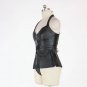 Black Faux Leather Mini Dress Sexy Women Halter Vinyl Mini High Quality Mini Corset Set W841009