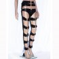Black Vinyl Leggings Bandage Novelty Hollow Out Women Faux Leather Leggings Fetish Pants W850705