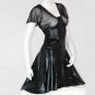 Mesh Transparent Women Sexy Vinyl Leather Dress Night Wet Look Summer Black Punk Dresses W850713