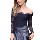 Sexy XL Black Embroidery Crochet Lace Crop Top Strapless Long Sleeve Hot Sale 2017 Hot sale W910007 Sexy XL Black Embroidery Crochet Lace Crop Top Strapless Long Sleeve Hot Sale 2017 Hot sale W910007