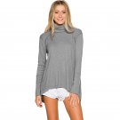 Women Spring Autumn Sexy High Neck Blouse Top Vintage Back Split Long Sleeve Loose Blusas WT33085A