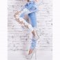 Spring Sexy Blue Jeans Lace Leggings Women Girls Fashion Pants Leggings Sexy Lace Stitching WT32637