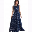 Sexy Backless Sleeveless Women Deep V-neck Floral Print Long Party Maxi Women's Dress WT32683