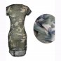 Sexy Woman Summer O-Neck Short Sleeves Camouflage Dresses See Through Cool Dress WT32704