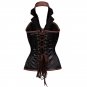 Halter Collar Black Satin Women Waist Trainer Corset Top Steampunk Costume Burlesque Corselet W31292
