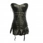 Zipper Black Faux Leather Corset With Skirt Steampunk Overbust Corset Bustiers Corselet W589002B