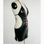 Sexy Backless Short Halter Backless Club Black Cheap Fashion Vinyl Leather Kleid Dress W7706
