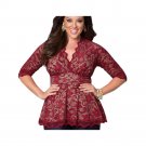 Women Plus Size Lace Tops XL-5XL Sexy V Neck Half Sleeve Tight Waist Shirt Casual WT33229D