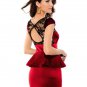 Vintage Dress Lace Patchwork Above Knee Back Hole Ladies Peplum Dresses Women's Clothing W203082C