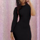 Sexy Bodycon dress one shoulder stretch spandex Peacock feathers print backless club wear W203714D